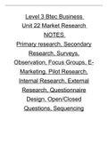 Btec Level 3 Business Extended Diploma Unit 22 Market Research NOTES