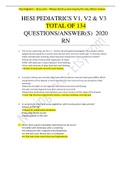 HESI PEDIATRICS V1, V2 & V3 TOTAL OF 134 QUESTIONS/ANSWER(S) 2020 RN