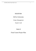 MGMT 404 Week 8 Final Course Project Plan.