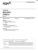 Specimen QP - Paper 1 AQA Biology A-Level