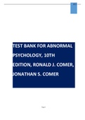 Test Bank for Abnormal Psychology, 10th Edition, Ronald J. Comer, Jonathan S. Comer.