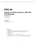 ENG 4A English IV: British Literature, 450-1780, First Semester
