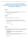 Genetics Unit 6 Exam ALL ANSWERS SOLUTION AID 100% CORRECT ANSWERS GUARANTEE GRADE A+
