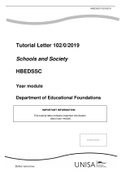 Tutorial Letter 102/0/2019 Schools and Society HBEDSSC