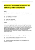 Videbeck Psychiatric Testbank 8th Edition - ALL ANSWERED