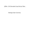APBio- 1314 December Exam Review Sheet Michigan State University