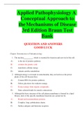 NUR 221 Applied Pathophysiology A Conceptual Approach To The Mechanisms Of Disease 3rd Edition Braun Test Bank