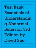 Test Bank Essentials of Understanding Abnormal Behavior 3rd Edition by David Sue.