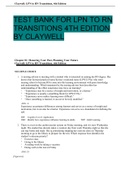 TEST BANK FOR LPN TO RN TRANSITIONS 4TH EDITION BY CLAYWELL
