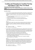 Test Bank for Leading and Managing in Canadian Nursing 2nd Edition Yoder-Wise  / Ch. 1-32 / Pages 296