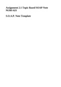 Assignment 2.1 Topic Based SOAP Note NURS 621 S.O.A.P. Note Template