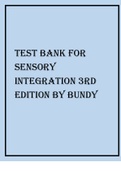 TEST BANK FOR SENSORY INTEGRATION 3RD EDITION BY BUNDY.