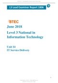  2024 Unit 14 IT Service Delivery Exam - (DISTINCTION*) Examiner’s Report