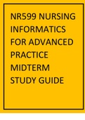 NR599 Nursing Informatics For Advanced Practice Midterm Study Guide.