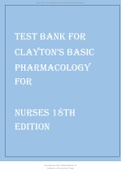 Test Bank for Claytons Basic Pharmacology for Nurses 18th Edition by Willihnganz