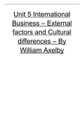 Unit 5 International Business – External factors and Cultural differences