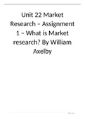 Unit 22 Market Research – Assignment 1 – What is Market research?