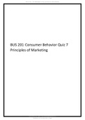 BUS 201 Consumer Behavior Quiz 7 Principles of Marketing