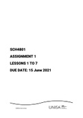 SCH4801 Assignment 1 2021 (LESSONS 1 TO 7)|New Updates|2021-2022|