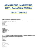 Test Bank For Armstrong, Marketing, Fifth Canadian Edition 