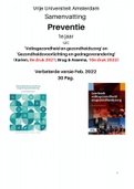 Samenvatting Preventie GZW  U. van Amsterdam - Nieuwe versie Feb. 2022 - (Karien, 2021 en Brug en Assema 2022)