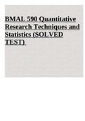 BMAL 590 Quantitative Research Techniques and Statistics (SOLVED TEST) 