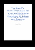 Test Bank For Pharmacotherapautics For Advanced Practice Nurse Prescribers 5th Edition by Woo Robinson