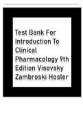 Test Bank For Introduction To Clinical Pharmacology 9th Edition By CherylyH, Visovsky Zambroski Hosler|All Chapters|Complete|