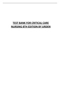TEST BANK FOR CRITICAL CARE NURSING 8TH EDITION BY URDEN|All Chapters |Complete|