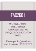 Summary FAC2601 - Exam Pack with Assignment 02 Memo | Unique Code 173709 (2022)