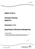 Strategic Planning MNG3701 Semesters 1 & 2