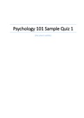 Psychology 101 Sample Quiz 1