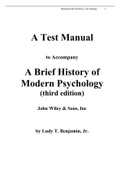 Test Bank for A Brief History of Modern Psychology 3rd Edition Benjamin J