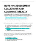 NURS 406 / NURS406 LEADERSHIP ASSESSMENT AND COMMUNITY HEALTH. 