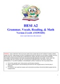 HESI A2 Grammar, Vocab, Reading, & Math Version 2 (​ZLWh ANSWERS​) FILES TAKEN FROM MULTIPLE DOMAINS