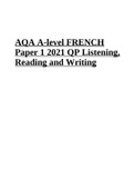 AQA A-level FRENCH Paper 1 2021 Listening, Reading and Writing.