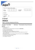 AQA A LEVEL FRENCH PAPER 1 LISTENING READING AND WRITING JUNE 2020 QP