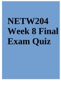 NETW204 Week 8 Final Exam Quiz