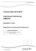 Exam (elaborations) LME 3701 Legal Research Methodology//STUDY GUIDE LEGAL RESEARCH METHODOLOGY