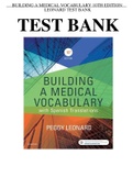 BUILDING A MEDICAL VOCABULARY 10TH EDITION LEONARD TEST BANK