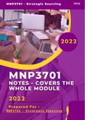 MNP3701 Extensive Notes from the prescribed book - Operations Management -Purchasing and Supply Chain Management (Hardcover, 7th edition)