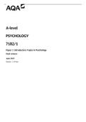 AQA A-level  PSYCHOLOGY 7182/1  -Paper 1 Introductory Topics in Psychology 2019 Mark Scheme