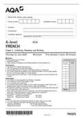 A-level FRENCH Paper 1 Listening, Reading and Writing