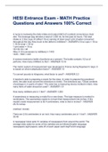 HESI Entrance Exam - MATH Practice Questions and Answers 100% Correct