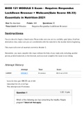 BIOD 121 MODULE 5 Exam - Requires Respondus LockDown  Browser + Webcam(Quiz Score: 88.33) Essentials in Nutrition-2021