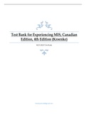 Test Bank for Experiencing MIS, Cdn. Ed., 4e (Kroenke) |MCS 2020 Test Bank