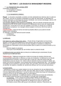 Théories du Management - Partie 1 - Section C "Les Enjeux Du Management Moderne" - S1L1