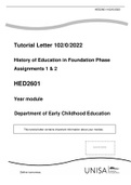 HED2601-History of Education in Foundation Phase Assignments Semester 1 & 2 Latest 2022.