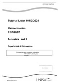 Tutorial Letter 101/3/2021  Macroeconomics ECS2602  Semesters 1 and 2