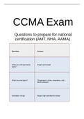 CCMA Exam Questions to prepare for national certification (AMT, NHA, AAMA)exam review